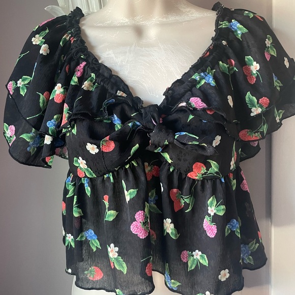 Zara Floral Crop Top Size‎ Small - Picture 1 of 4